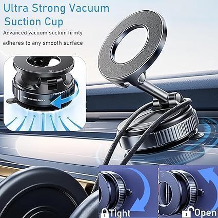 360° Magnetic Phone Stand with Vacuum Suction | Car & Desk Holder