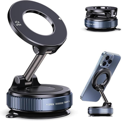 360° Magnetic Phone Stand with Vacuum Suction | Car & Desk Holder
