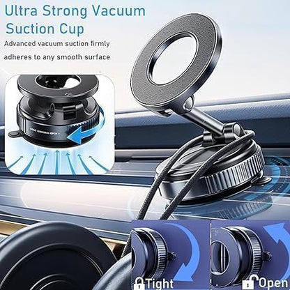 360° Magnetic Phone Stand with Vacuum Suction | Car & Desk Holder